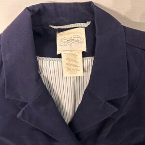 Cidra Anthropologie peplum fitted blazer navy